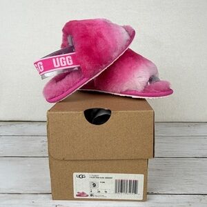 UGG Kids “Fluff Yeah” Gradient Pink Slide Slippers Toddler Size 9